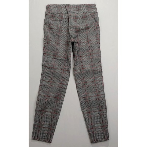 SOHO Pants Women Size S Black Red Plaid Stretch Slim‎ Fit Trousers Career Lq - Picture 4 of 10